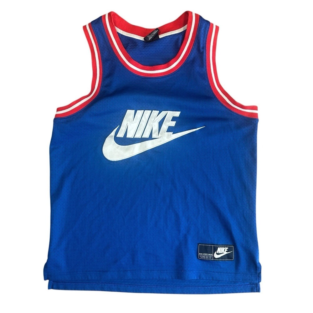 Nike Sportswear Basketball Jersey Mens Large Blue Red Mesh Tank Top AR9892-438